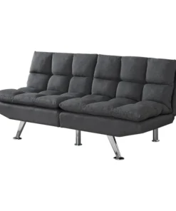 Monarch Specialties FUTON - SPLIT BACK CONVERTIBLE SOFA / GREY FABRIC
