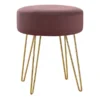 Monarch Specialties OTTOMAN - PLUM FABRIC / GOLD METAL LEGS