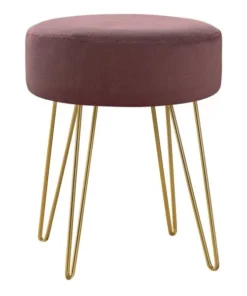 Monarch Specialties OTTOMAN - PLUM FABRIC / GOLD METAL LEGS