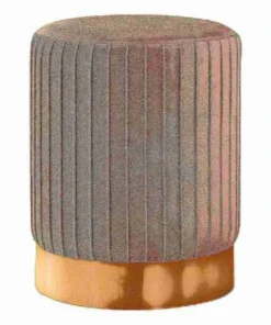 Monarch Specialties OTTOMAN - LIGHT BROWN VELVET / GOLD METAL BASE