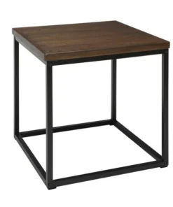 Ofm Black Metal and Walnut Wood Side Table