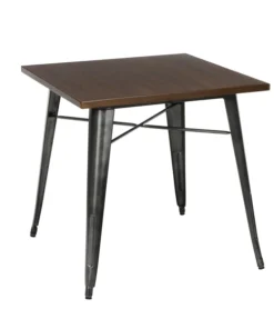 Ofm 30" Square Gunmetal Table with Wood Top