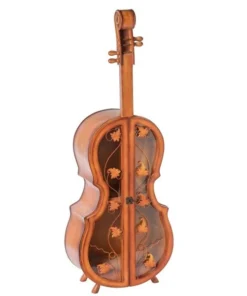 Vintiquewise 4.5 Feet Tall Violin Shaped Cabinet With 2 Shelf and Acrylic Clear Double Door