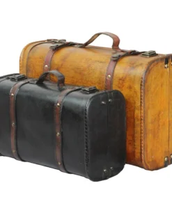 Vintiquewise 2-Colored Vintage Style Luggage Suitcase/Trunk, PK 2