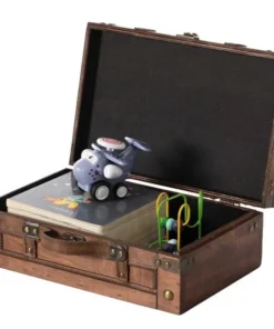 Vintiquewise Leather Antique Decorative Storage Trunk, Wooden Suitcase with Faux Leather Belt Brown, Small