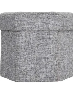 Vintiquewise Medium Decorative Grey Foldable Hexagon Ottoman for Living Room, Bedroom, Dining, Playroom or Office