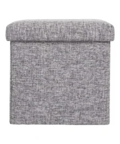 Vintiquewise Medium Decorative Grey Foldable Cube Ottoman Stools for Living Room, Bedroom, Dining, Playroom