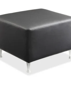 Lorell Lounge Bench, No Arms, Leather, 27-1/2"x28"x18", Black