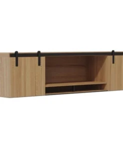 Safco Hutch, Sliding Doors, Wall-mounted, 66"x15"x18", Sand Dune