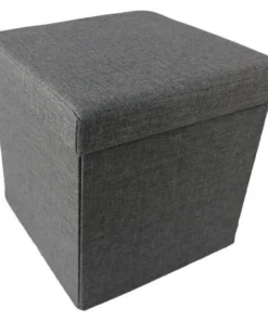 Achim Importing Achim OTLN15GY04 15 x 15 x 15 in. Collapsible Storage Ottoman; Grey Linen; Grey