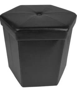 Achim Importing Achim OTHFL15BK4 15 x 15 x 15 in. Collapsible Hexagon Storage Ottoman; Black