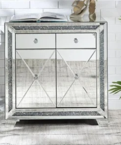 Acme Furniture Industry Inc Acme Furniture 97645 32 x 16 x 32 in. Noralie Mirrored & Faux Diamonds Console Table