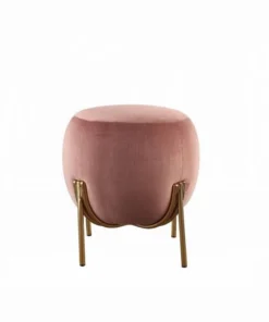 Acme Furniture Industry Inc ACME Furniture 96446 17 in. dia. x 18 in. Spraxis Ottoman; Dusty Rose Corduroy