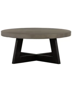 Armen Living LCCHCOCC Chester Modern Concrete & Acacia Round Coffee Table - 16 x 36 x 36 in.