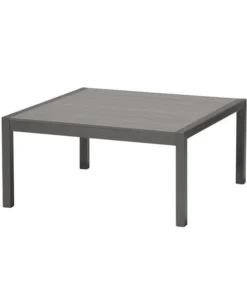 Armen Living LCSLCOGR Solana Outdoor Square Coffee Table in Cosmos Grey Finish with Wood Top