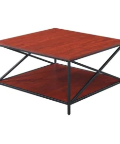 Convenience Concepts 161853CHBL Tucson Metal Square Coffee Table; Cherry & Black