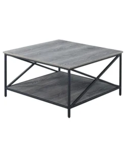 Convenience Concepts 161853WGYBL Tucson Metal Square Coffee Table; Weathered Gray & Black