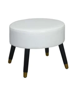 Convenience Concepts 161655W Designs4Comfort Mid Century Ottoman Stool; Ivory Faux Leather