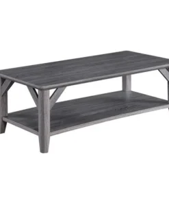 Convenience Concepts 121282WGY Winston Coffee Table; Weathered Gray - 47.25 x 23.25 x 16.5 in.