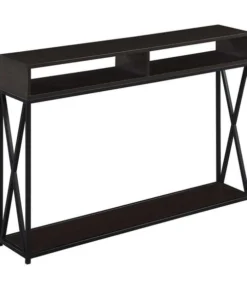 Convenience Concepts 161889ESBL 30 x 9 x 47 in. Tucson Deluxe 2 Tier Console Table; Black