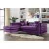 Luxury Bedding FSA2584 Button Tufted With Silvertone Nailhead & Trim Y-leg Left Facing Sectional Sofa; Purple