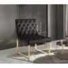 Chic Home FAC2812-US Tatiana Velvet Accent Chair Brass Finished Polished Metal Frame; Black