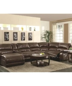 Coaster 600357 Mackenzie Reclining Sectional Sofa with Casual Style; Chestnut - 6 Piece