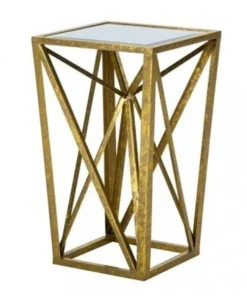 Madison Park FPF17-0293 Madison Park Zee Gold Angular Mirror Accent Table - Gold