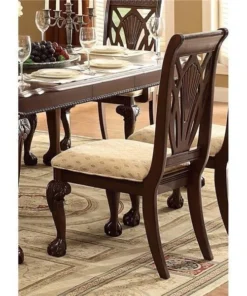 Home Elegance 5055S 41.5 x 26.5 x 21.5 in. Norwich Side Chair - Warm Cherry & Beige - Set of 2