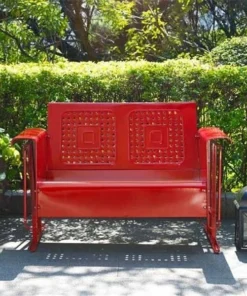 Crosley CO1024-RE 32.5 x 48.75 x 28 in. Bates Loveseat Glider - Red