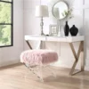 Posh Living Brayden Faux Fur Acrylic X-Leg Ottoman - Rose