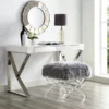 Posh Living Brayden Faux Fur Acrylic X-Leg Ottoman - Grey