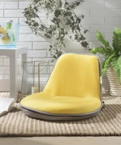 Posh Living Quickchair Indoor & Outdoor Portable Multiuse Foldable Mesh Floor Chair - Yellow with Grey