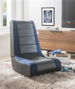 Posh Living Rockme Video Gaming Rocker Chair for Kids Teens Adults & Boys or Girls - Black with Blue