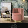 Nicole Miller NAC115-02BH-UE Posh Living Marcel Velvet Swivel Accent Chair; Blush & Gold - 31 x 31 x 18 in.