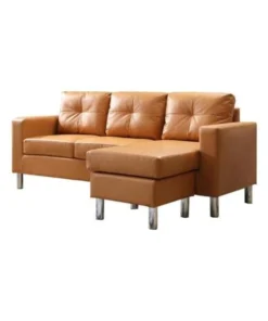 Nathaniel Home 73030-40MC Small Space Convertible Sectional Sofa; Mocha