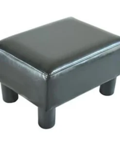 Onlinegymshop CB15603 Ottoman Footrest Stool Faux Leather- Black