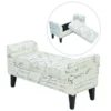 Onlinegymshop.Com Online Gym Shop CB15629 Modern Linen Armed Sofa Seat & Shoe Bench - Signature Print - 41 in.