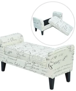 Onlinegymshop.Com Online Gym Shop CB15629 Modern Linen Armed Sofa Seat & Shoe Bench - Signature Print - 41 in.