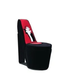 Ore Furniture HB4723 32.86 in. Glamor Girl Black & Red High Heel Storage Chair
