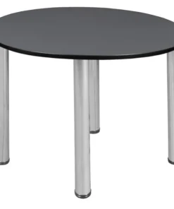 Regency TB3618RNDGYBPCM 36 in. Kee Round Slim Table; Grey & Chrome