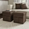 Lavish Home 80-FOTT-2 Foldable Storage Cube Ottoman with Pockets - Linen Brown
