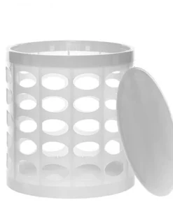 NuSteel TT-104WHV Otto Storage Stool - Round Plastic Storage Ottoman with Oval Perforated Pattern White