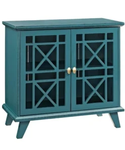 Walker Edison Furniture Co Walker Edison W32FWABU 32 in. Gwen Fretwork Accent Console - Blue