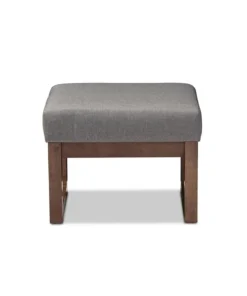 Baxton Studio BBT5200-Grey Yashiya Mid-century Retro Modern Grey Fabric Upholstered Ottoman Stool