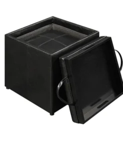 Convenience Concepts 143010B Park Avenue Single Ottoman with Stool in Black