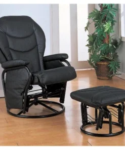 Coaster 2946 Recliners with Ottomans Glider Rocker with Round Base Ottoman - Black