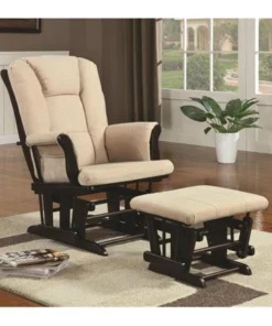 Coaster 650011 Rockers Casual Glider Rocker with Beige Upholstery and Storage Pocket