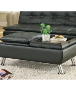 Coaster 300283 Ottomans Casual Styled Ottoman with Flip-Over Serving Trays - Black