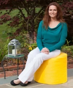 Gold Medal Products Co Gold Medal 1BF11985116 Outdoor-Indoor Weather Resistant Ottoman - Sunflower Yellow